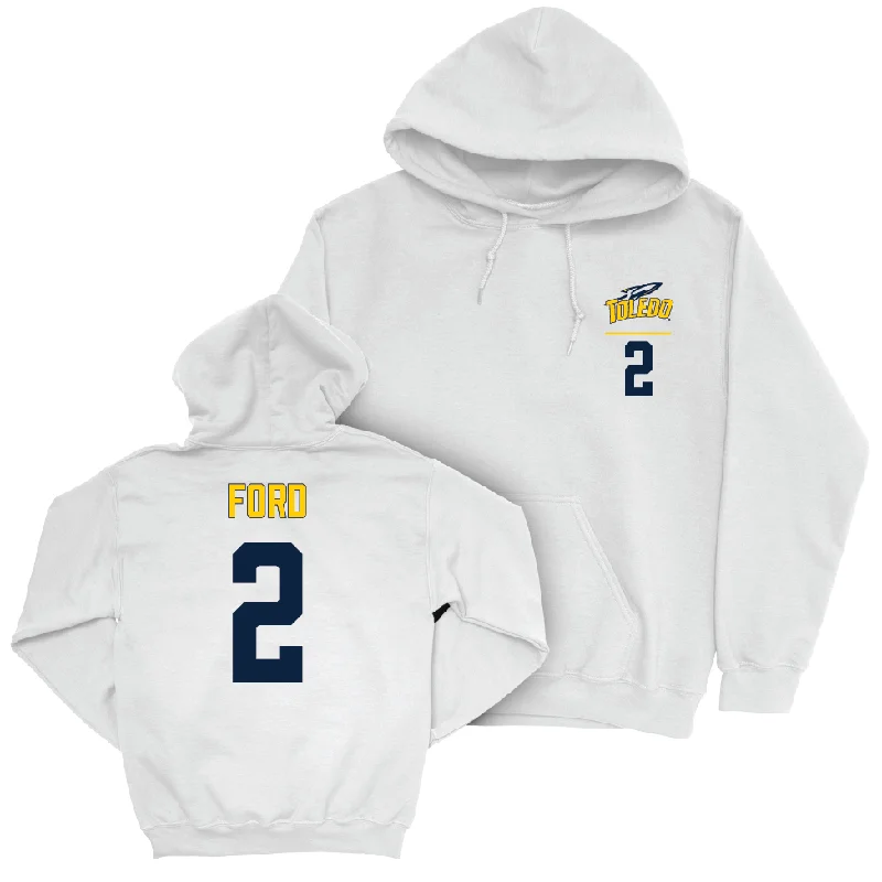 Toledo Men's Basketball White Logo Hoodie - Bryce Ford | #2