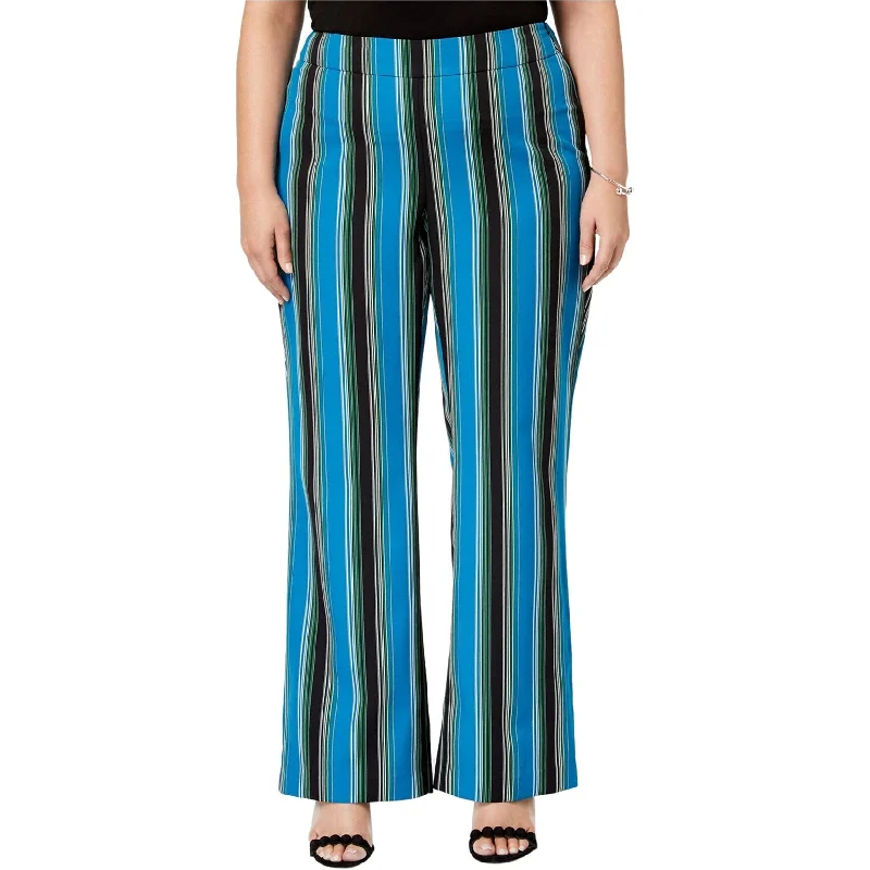 I-N-C Womens Striped Casual Wide Leg Pants, Blue, 16W