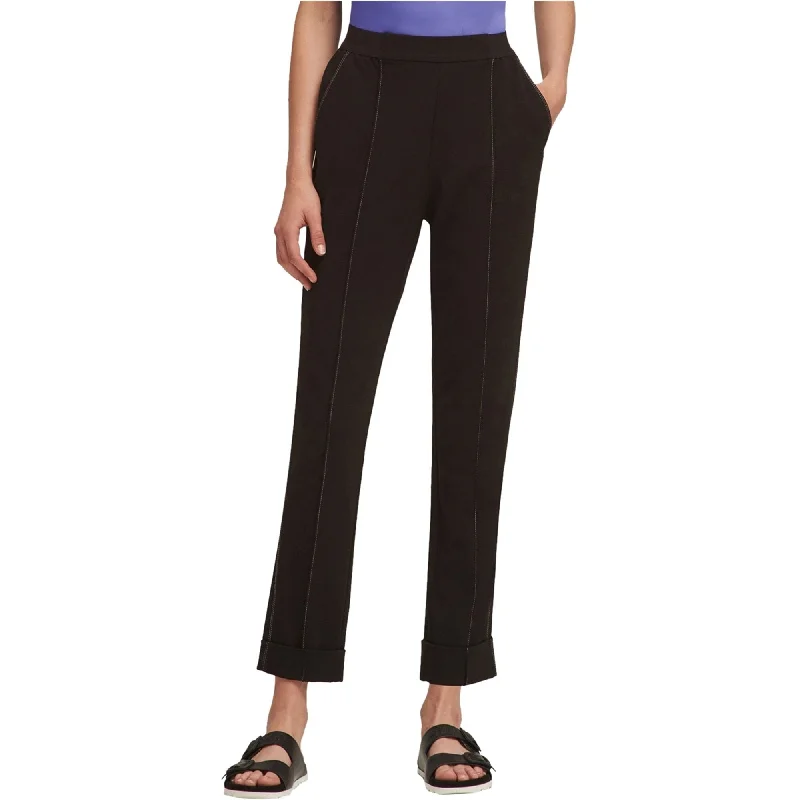 DKNY Womens Pull On Casual Trouser Pants, Black, Small