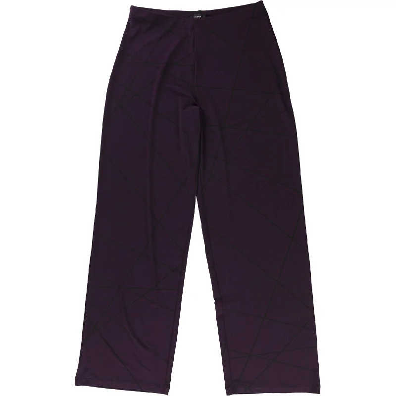 Alfani Womens Pull-On Casual Wide Leg Pants, Purple, X-Small