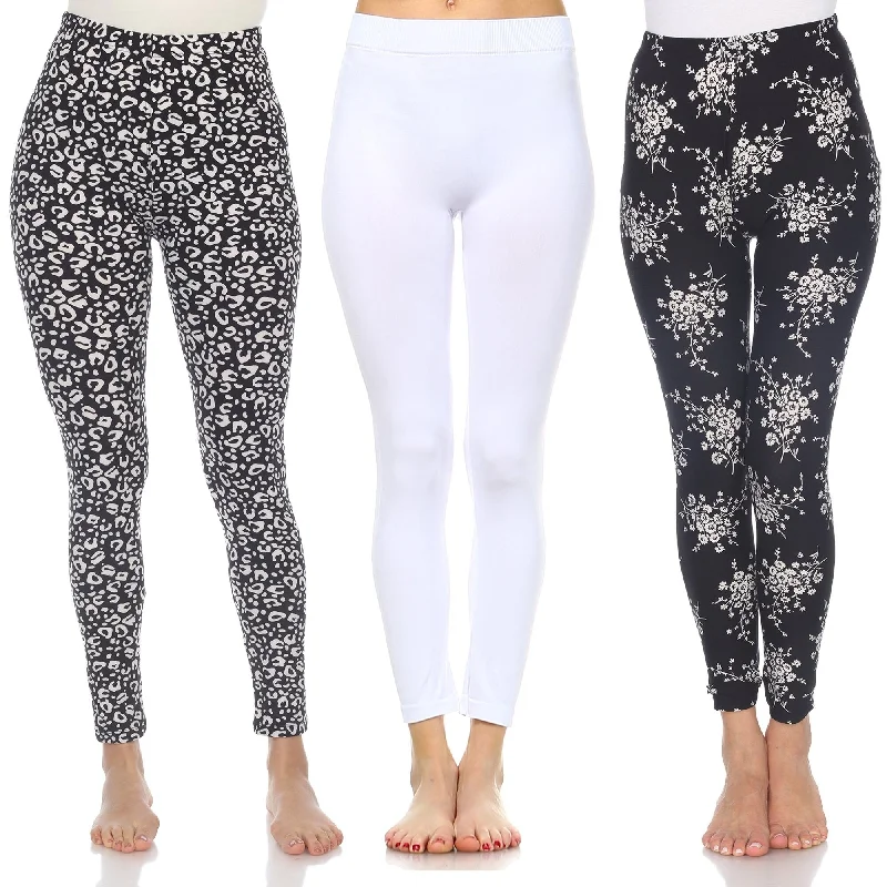 White Mark Womens Leggings Pack Of 3 Assorted Colors One Size Polyester Blend