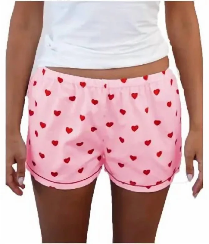 Heart Sleep Short In Pink/red