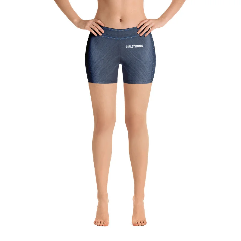 ELEVATED ESSENTIALS, SLIM AND SCULPT SHORTS DENIM BLUE