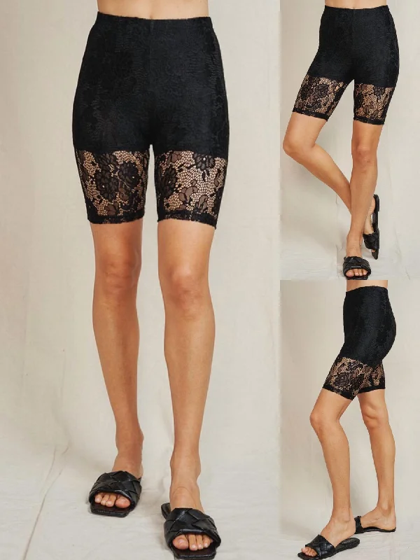 Lace Bike Shorts In Black