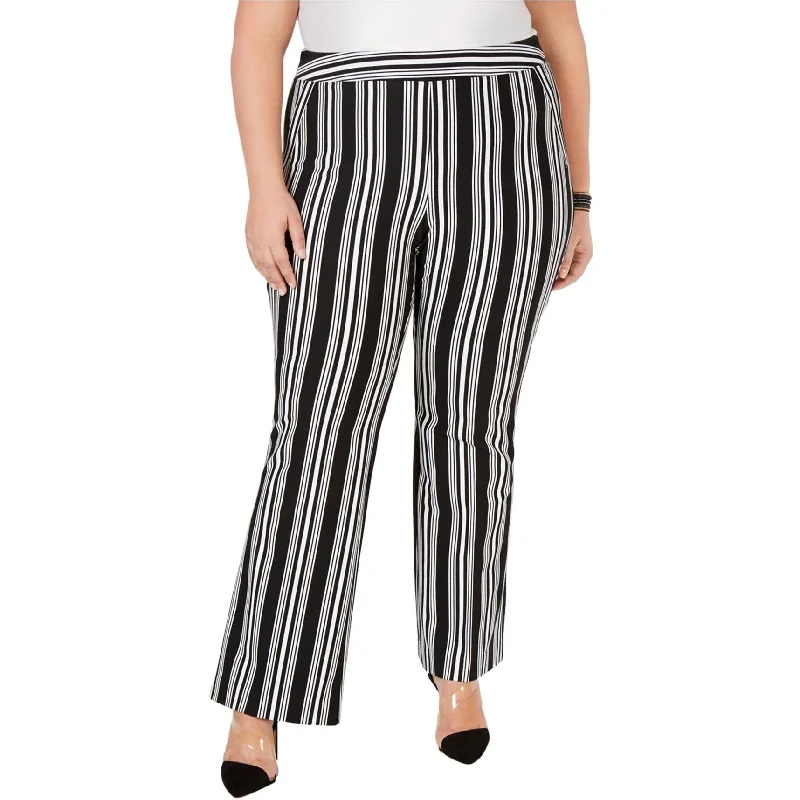 I-N-C Womens Striped Ponte Casual Trouser Pants