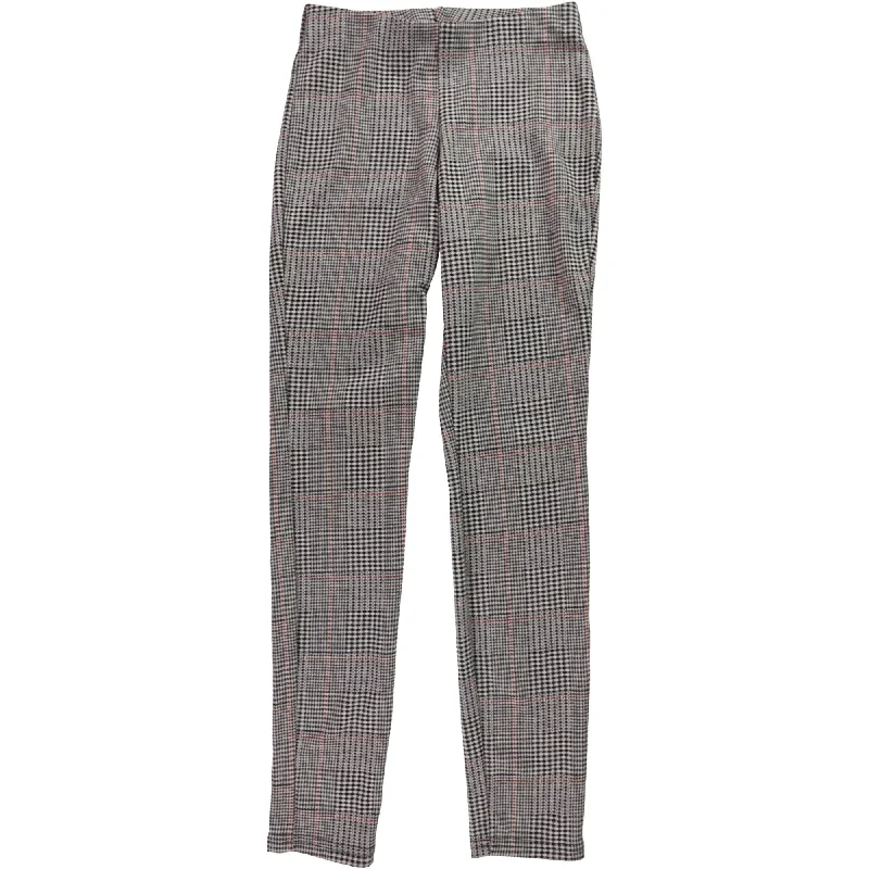 Hippie Rose Womens Houndstooth Plaid Casual Trouser Pants, Black, Small