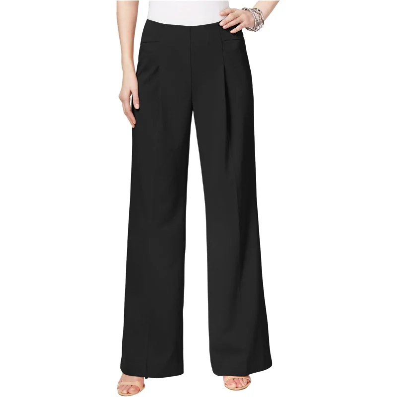 I-N-C Womens Pleated Casual Wide Leg Pants, Black, 6