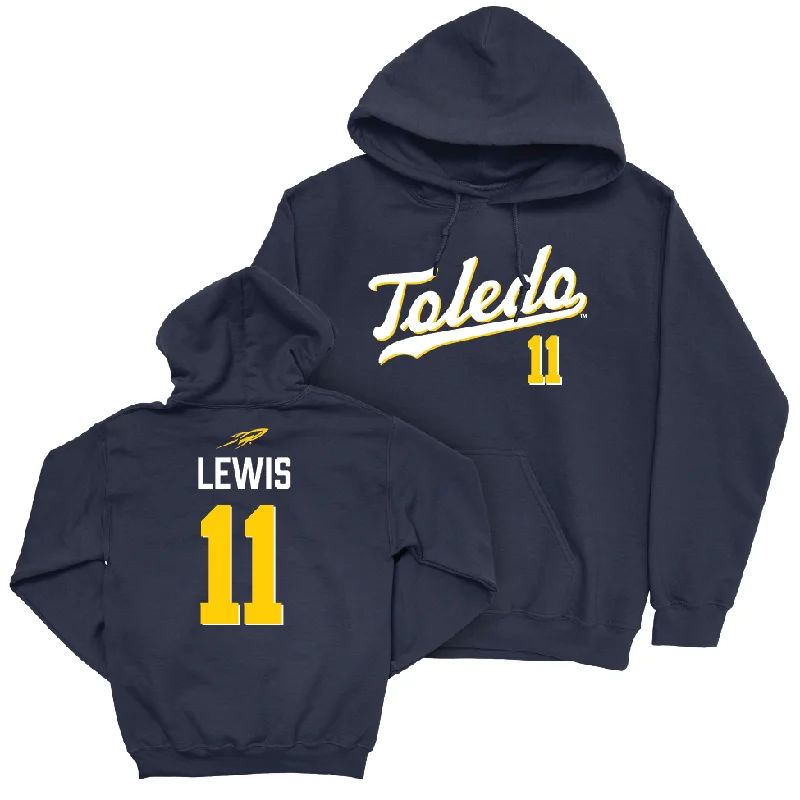 Toledo Men's Basketball Navy Script Hoodie - Samuel Lewis | #11