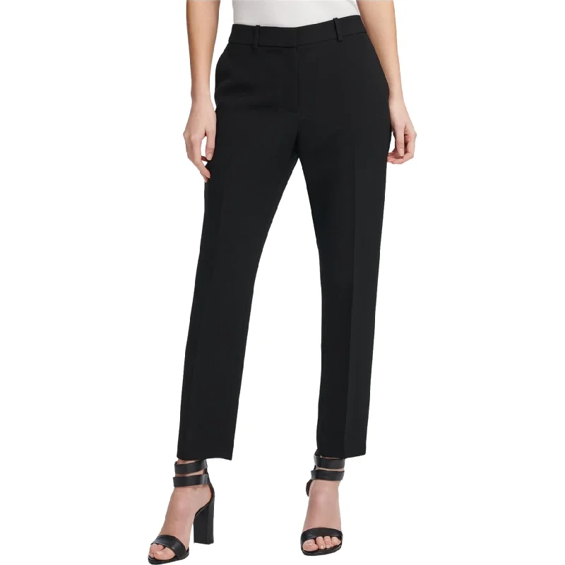 DKNY Womens Solid Casual Trouser Pants, Black, 6