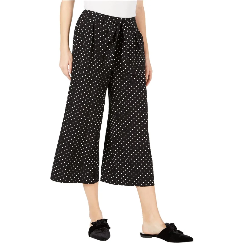 maison Jules Womens Cropped Casual Wide Leg Pants, Black, Small