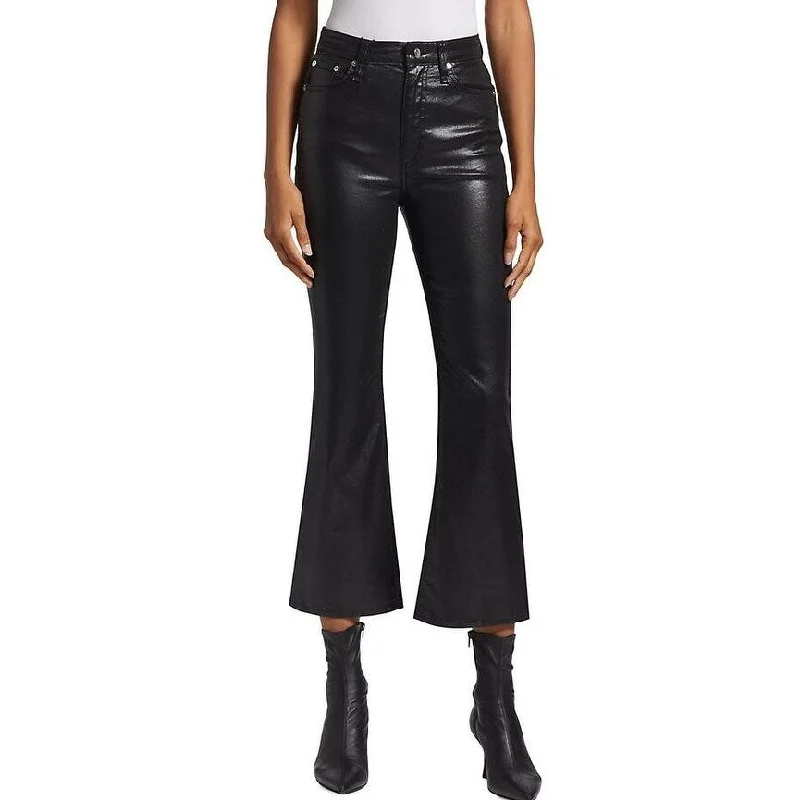 rag & bone Women's Casey High Rise Ankle Flare Jeans Coated Black