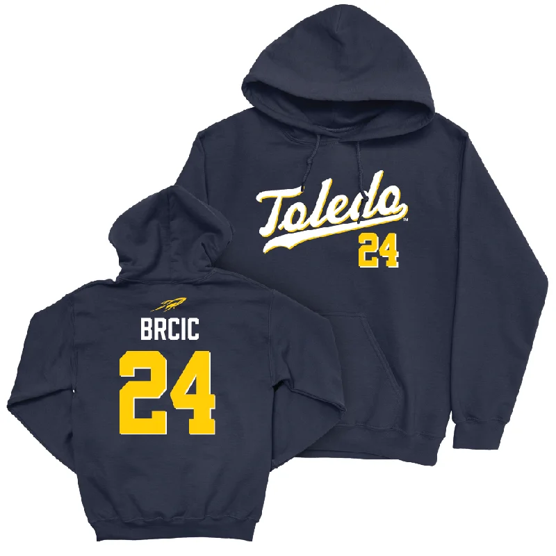 Toledo Men's Basketball Navy Script Hoodie - Grgur Brcic | #24