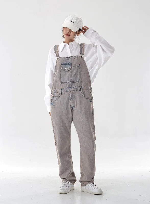 Pink Washed Overfit Denim Overalls CG16