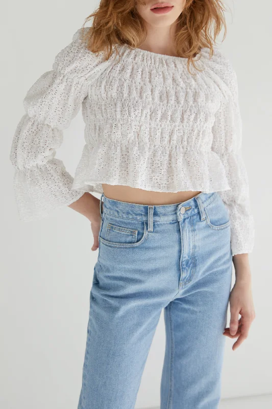 OFF SHOULDER RUCHED TOP