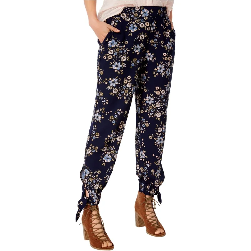 Maison Jules Womens Floral-Print Ankle-Tie Harem Casual Pants