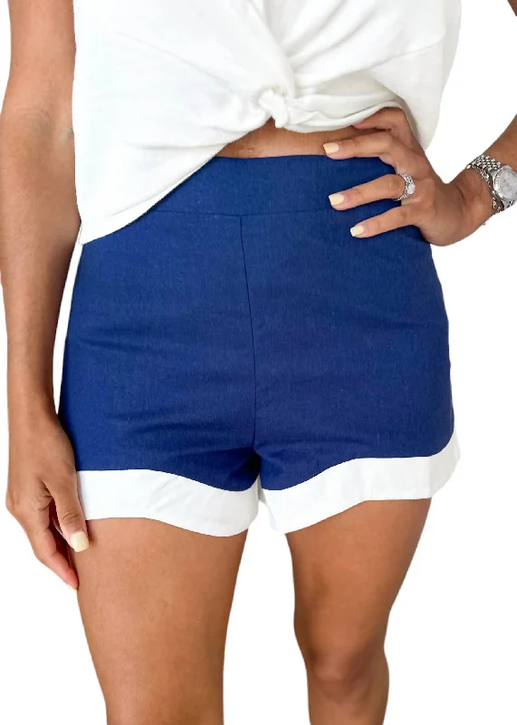 Wave Hem Shorts In Navy