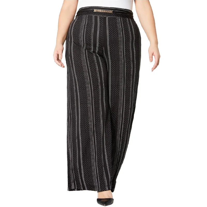 NY Collection Womens Printed Casual Wide Leg Pants, Black, 1X