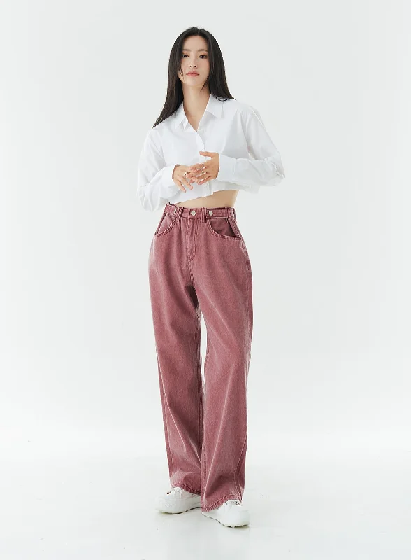 Color Pigment Pants with Button Detail OG19