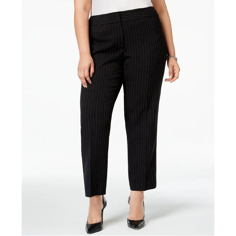 Kasper Womens Pinstripe Dress Pants, Black, 22W