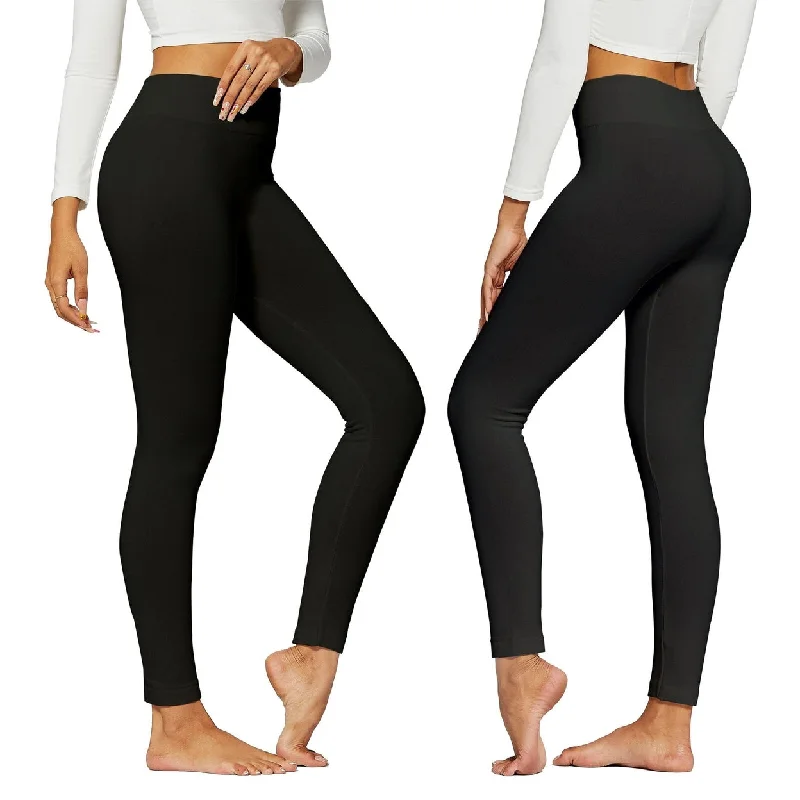 Womens HighWaist FleeceLined Leggings 2Pack Soft Winter Warm Comfort