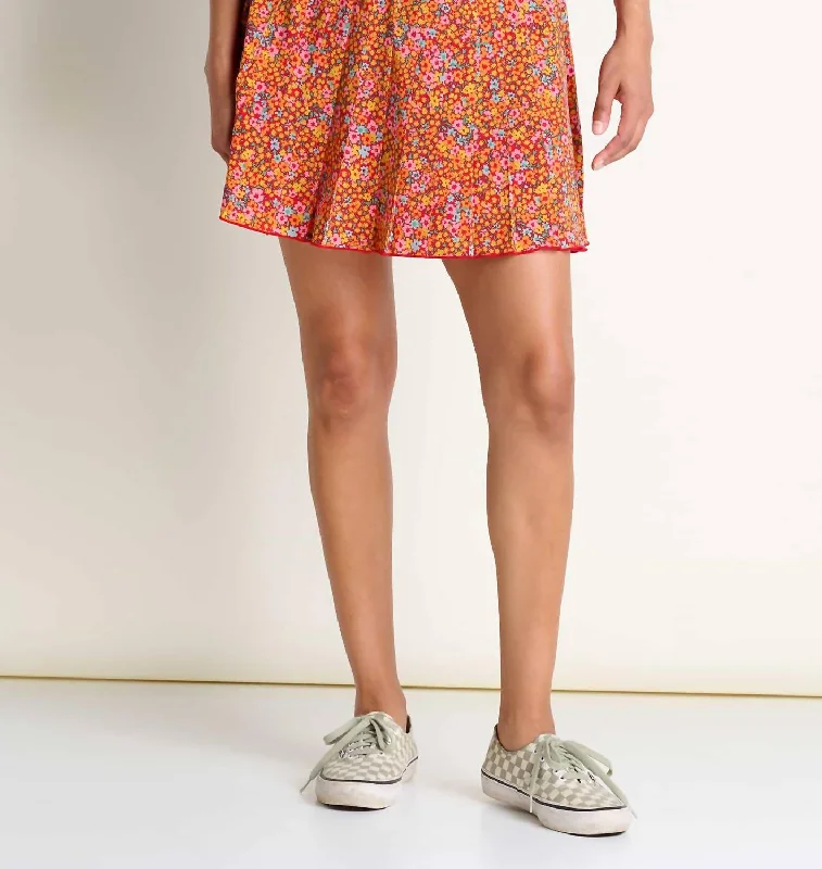 Sunkissed Pleated Skort In Taffy Micro Floral Print