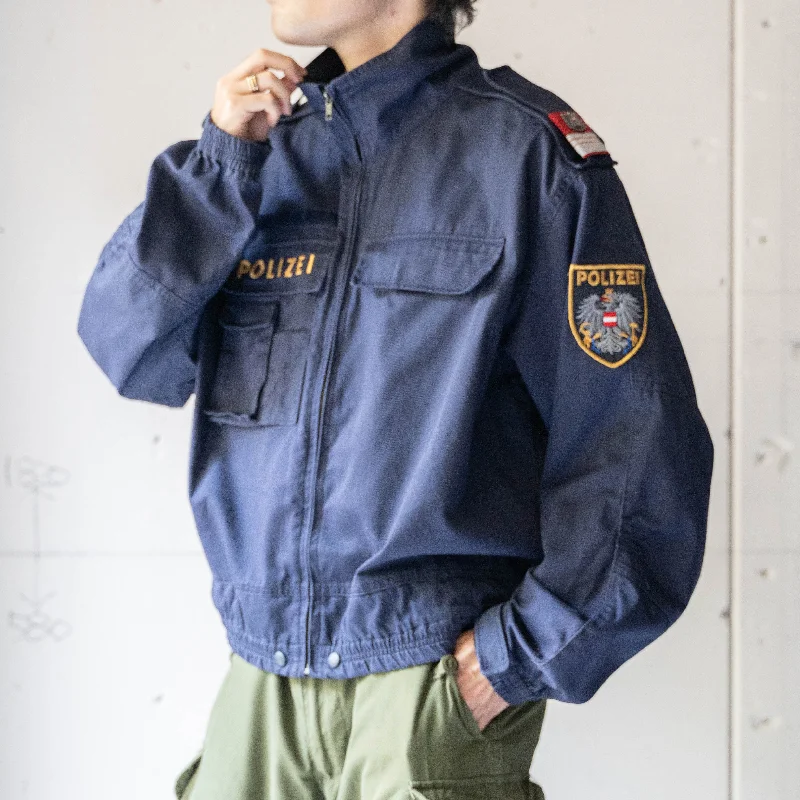 2000s Germany police navy color short jacket -with patch-