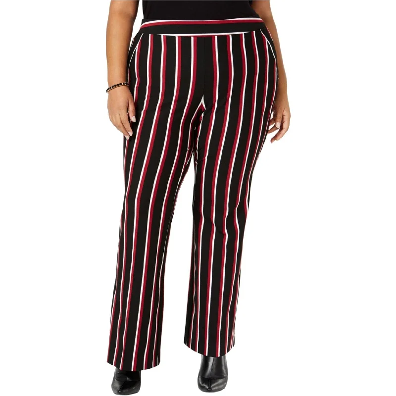 I-N-C Womens Striped Ponte-Knit Casual Wide Leg Pants, Red, 24W