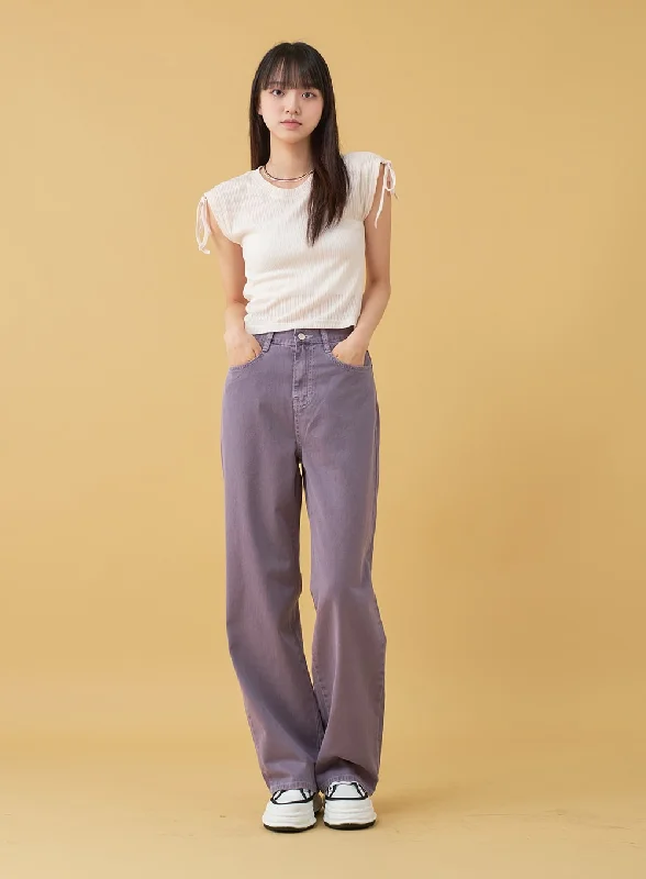 Long Cotton Colored Wide Pants OU15