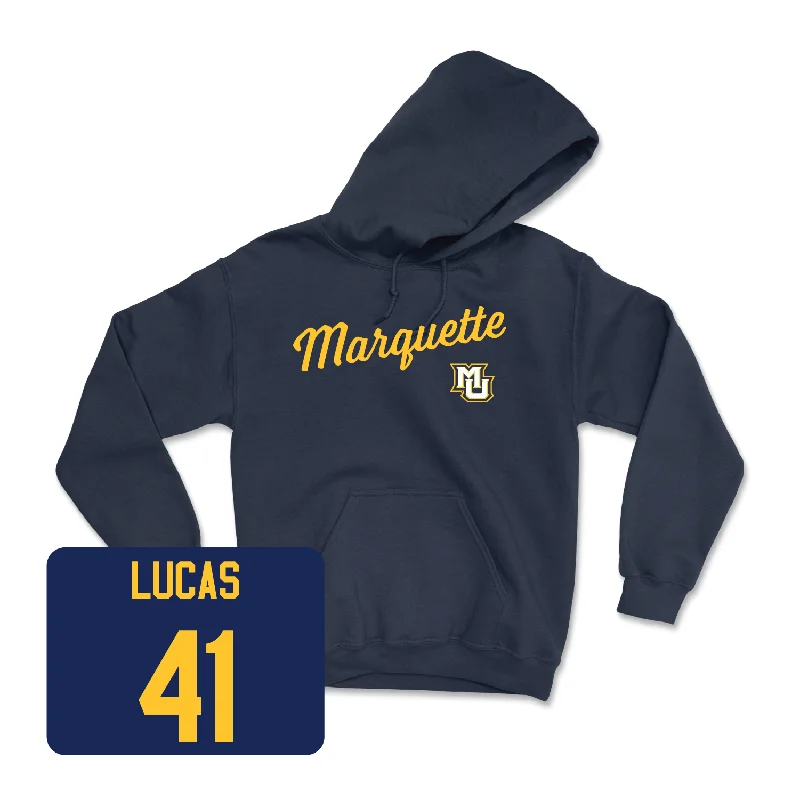 Navy Men's Basketball Script Hoodie - Jonah Lucas