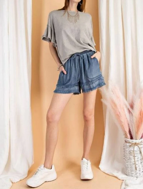 Lovesick Washed Denim Short In Dark Wash