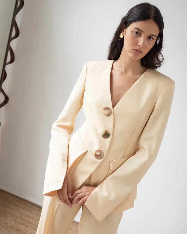 Noemie Blazer Wool Blend Suiting Butter