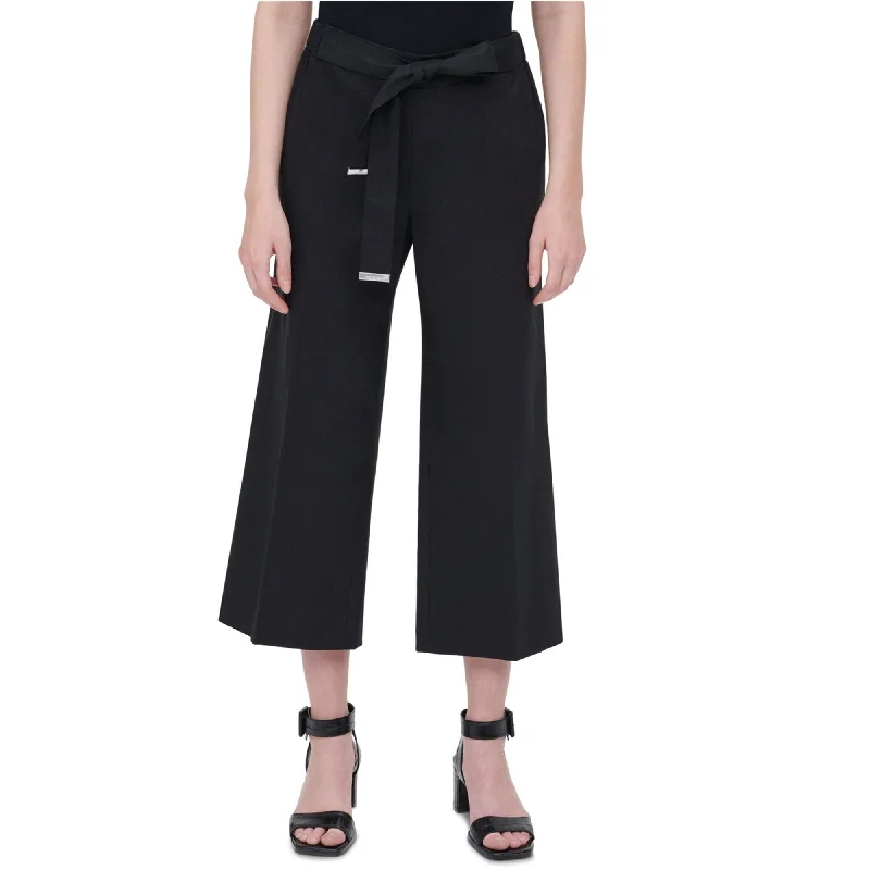 Calvin Klein Womens Tie Waist Casual Cropped Pants