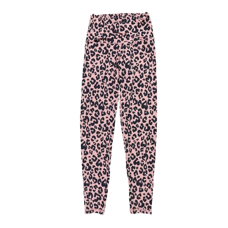 OFFLINE Womens Twist Front Leopard Casual Leggings, Pink, Small