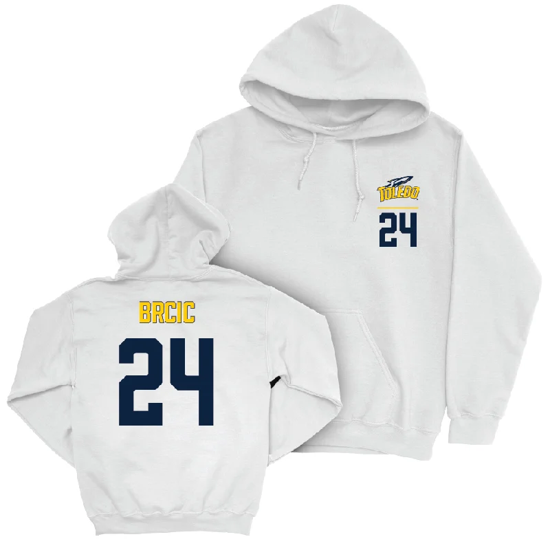 Toledo Men's Basketball White Logo Hoodie - Grgur Brcic | #24