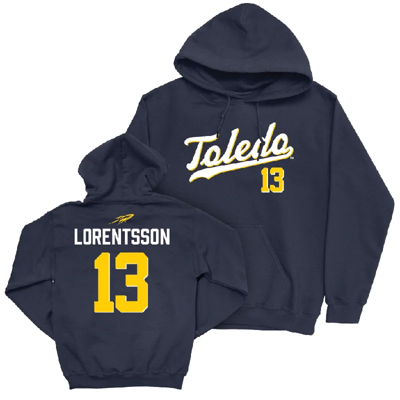 Toledo Men's Basketball Navy Script Hoodie - André Lorentsson | #13