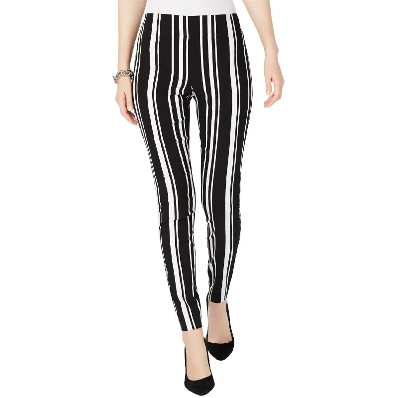 I-N-C Womens Striped Pull On Casual Trouser Pants, Black, 4