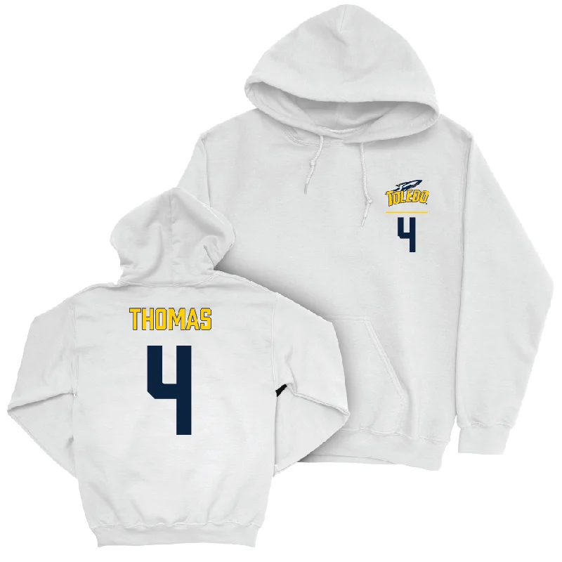 Toledo Men's Basketball White Logo Hoodie - Xavier Thomas | #4