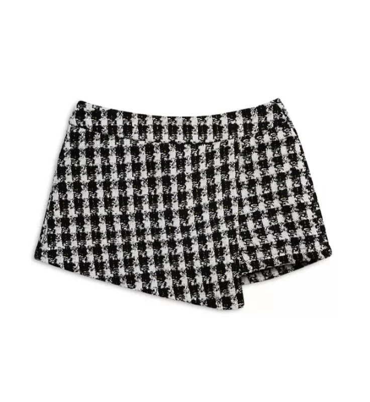 Women's Kelly Houndstooth Skort In White/black