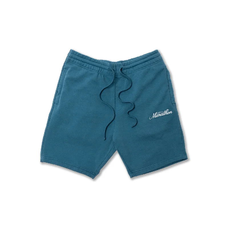 Marathon Classic Script Sweatshorts - Dragonfly/White