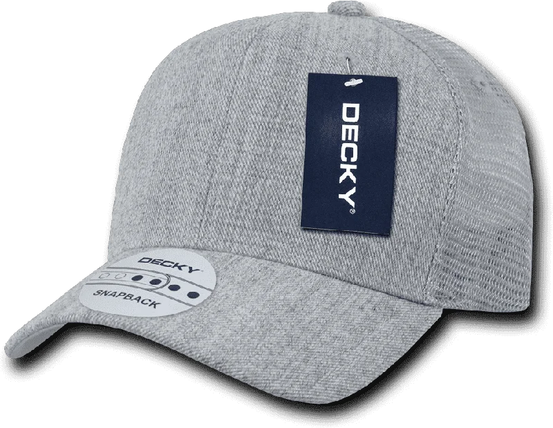 Decky 1053 6 Panel Curve Bill Trucker Cap - Heather Gray