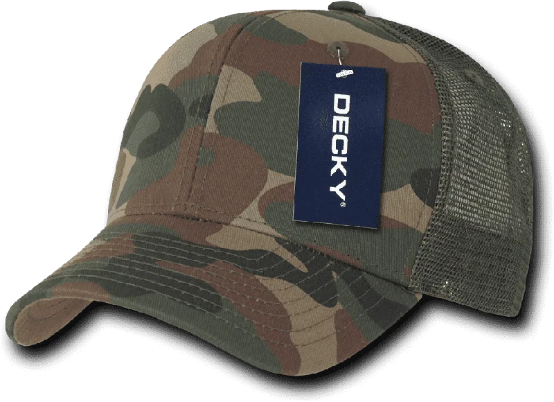 Decky 1054 Cotton Curve Billl Trucker Cap - Woodland Olive