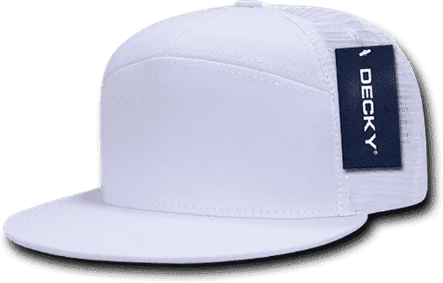 Decky 1133 7 Panel Trucker Cap - White