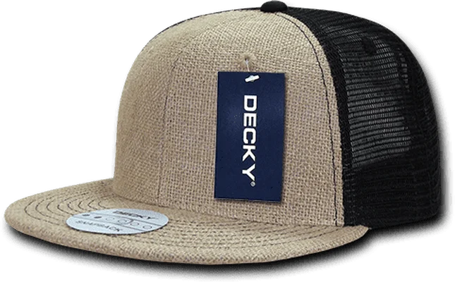 Decky 1138 Jute Trucker Snapback Cap - Natural Black