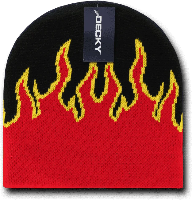 Decky 8003 Fire Beanie - Black Red Yellow