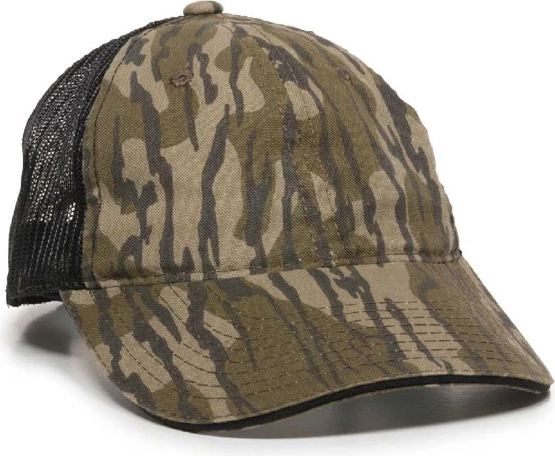 OC Sports CGWM-301 Adjustable Mesh Back Cap - Mossy Oak Original Bottomland  Black