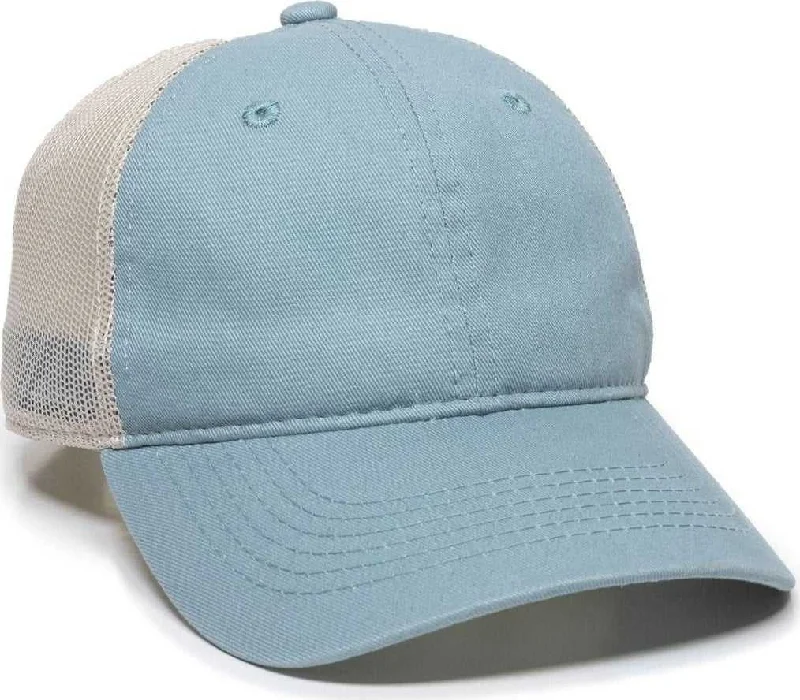 OC Sports FWT-130 Garment Wash Mesh Back Baseball Cap - Light Sage Putty