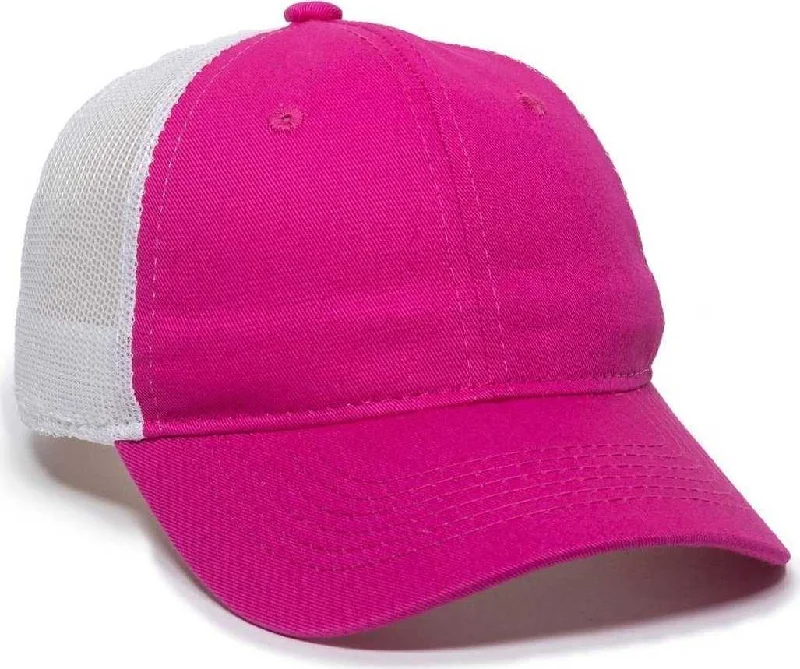 OC Sports FWT-130L Adjustable Mesh Back Cap - Fuchsia White