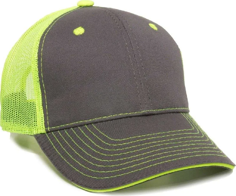 OC Sports GWT-101M Adjustable Mesh Back Cap - Charcoal Neon Yellow