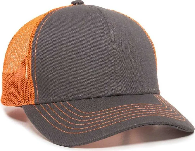 OC Sports MBW-600 Team Adjustable Mesh Back Ball Cap - Charcoal Neon Orange