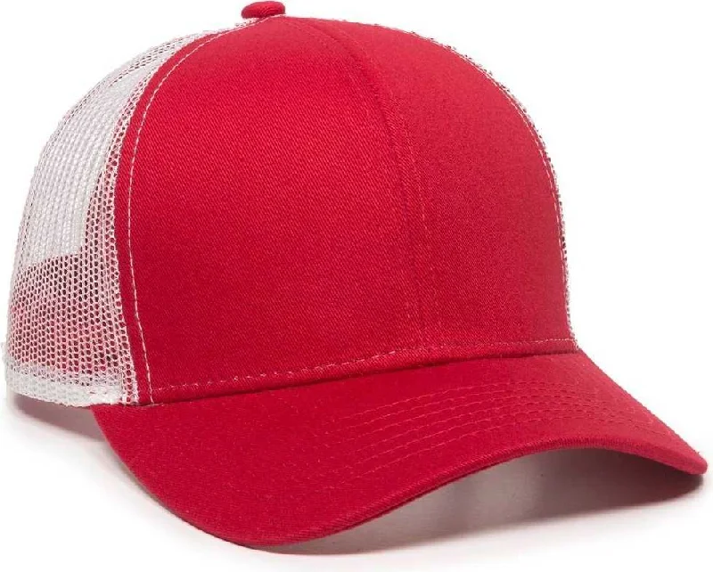 OC Sports MBW-600 Team Adjustable Mesh Back Ball Cap - Red White